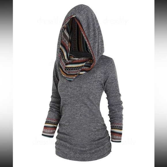 Twisted Cable Knit Plaid Print Hooded
Sweater Button Ruched Neck
Sweater. XL NWT - Picture 9 of 9